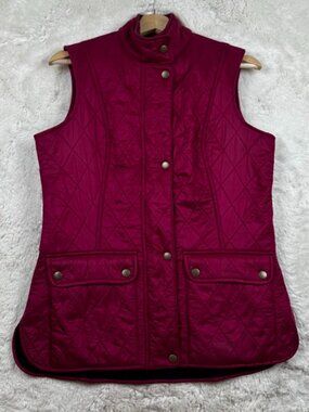 Barbour Wray Gilet Vest Women’s 8 Pink Quilted Fleece Lined Full Zip Outdoor